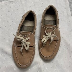 CROCS Men's Brown Canvas Boat Shoes